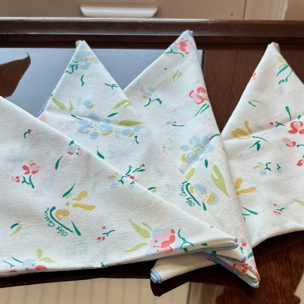 Vintage Oleg Cassini Floral Cotton Cloth Napkins Set of 4